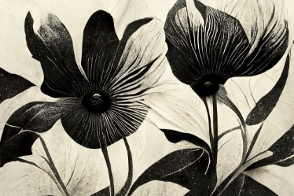 Picture of B046 FLOWERS BLACK WHITE