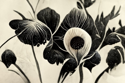 Picture of B052 FLOWERS BLACK WHITE