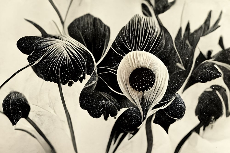Picture of B052 FLOWERS BLACK WHITE