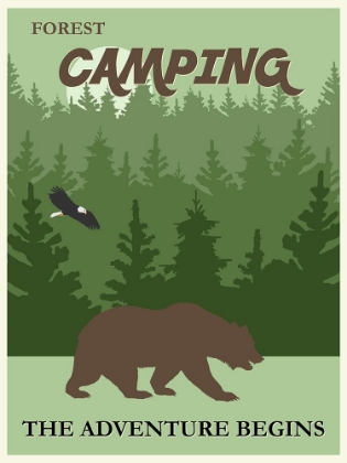 Picture of VINTAGE FOREST CAMPING BEAR POSTER