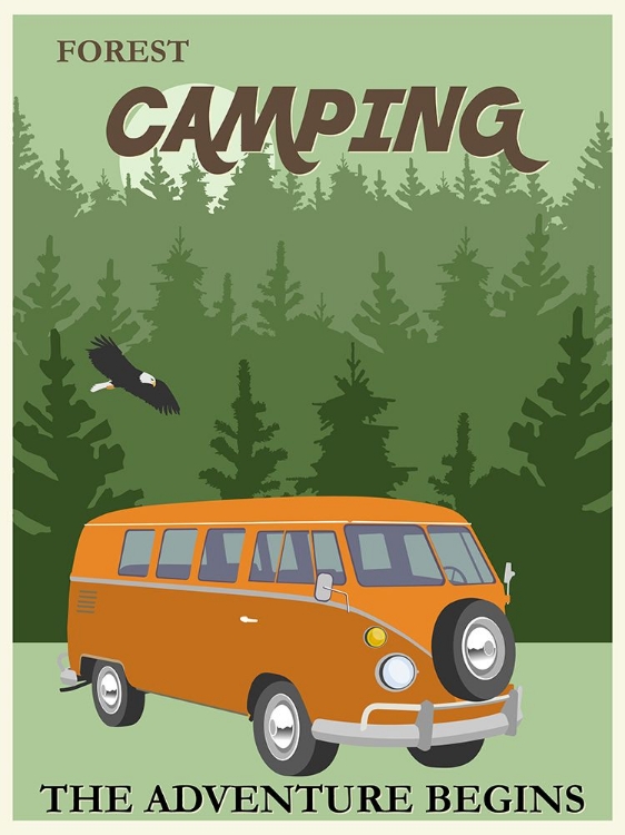 Picture of VINTAGE FOREST CAMPING CAMPER VAN POSTER