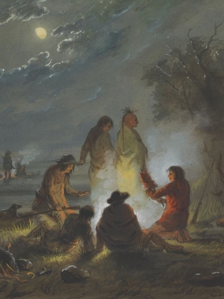 Picture of CAMP FIRE, PREPARING THE EVENING MEAL