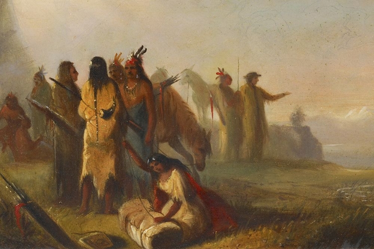 Picture of SCENE OF TRAPPERS AND INDIANS
