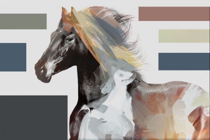 Picture of TAN ABSTRACT COLORFUL MODERN HORSE BLOCK