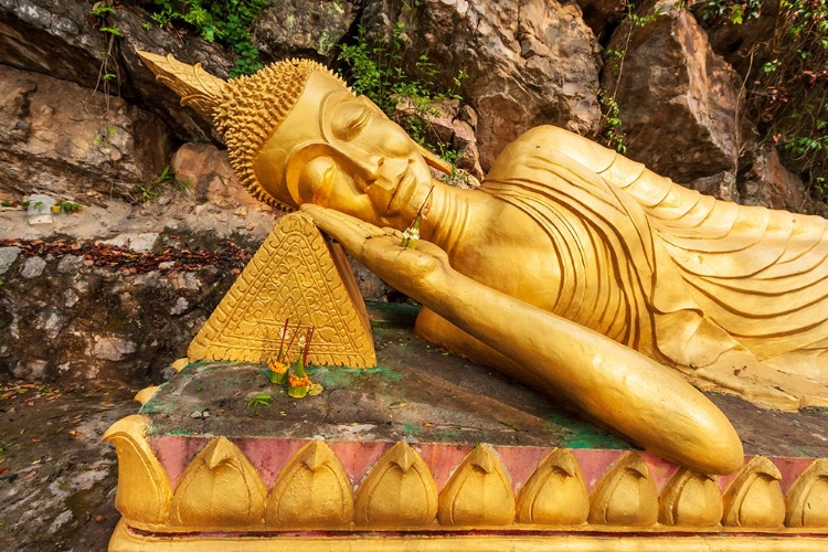 Picture of LAOS- LUANG PRABANG. RECLINING BUDDHA STATUE ON MOUNT PHOUSI.