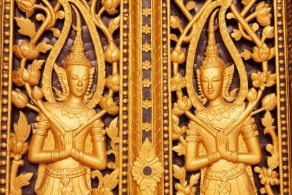 Picture of LAOS- LUANG PRABANG. GOLDEN RELIEF CARVINGS.