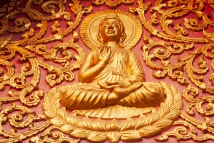 Picture of LAOS- LUANG PRABANG. GOLDEN RELIEF CARVING OF BUDDHA.