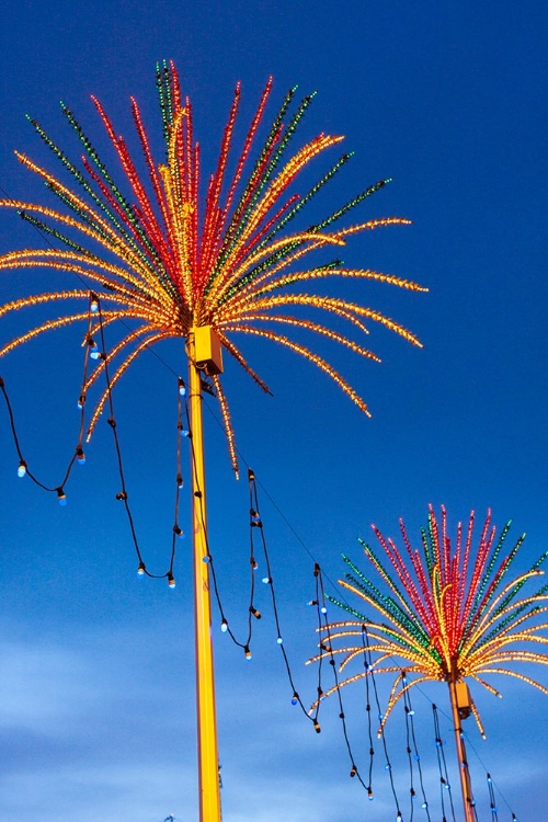 Picture of KUALA LUMPUR- WEST MALAYSIA. COLORFUL LIGHTS LOOKING LIKE PALM TREES.