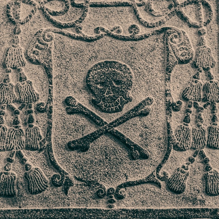 Picture of MELAKA- WEST MALAYSIA. SKULL AND CROSSBONES STONE CARVING ON OLD PORTUGUESE TOMBSTONES