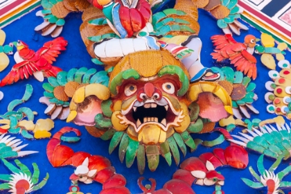 Picture of MALAYSIA- MALACCA (MELAKA). THE CHENG HOON TENG TEMPLE- PAINTED CARVING ON BUILDING.
