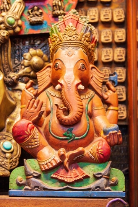 Picture of THAILAND- BANGKOK. CARVED AND PAINTED WOODEN STATUE OF GANESHA- OR PHRA PHIKANET.