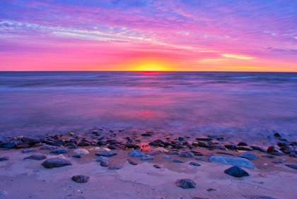 Picture of CANADA- MANITOBA- WINNIPEG. SUNRISE ON LAKE WINNIPEG.