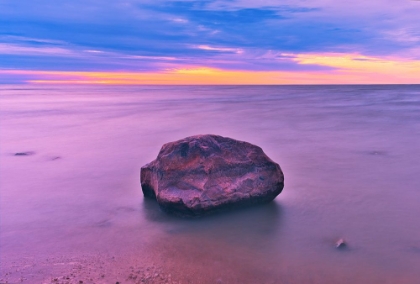 Picture of CANADA- MANITOBA- WINNIPEG. SUNRISE ON LAKE WINNIPEG.