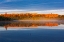 Picture of CANADA- MANITOBA- DUCK MOUNTAIN PROVINCIAL PARK. MORNING FOG ON LAKE IN AUTUMN.
