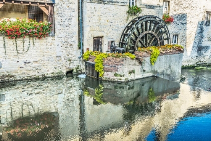 Picture of COLORFUL OLD BUILDINGS- AURE RIVER REFLECTION- BAYEUX- NORMANDY- FRANCE