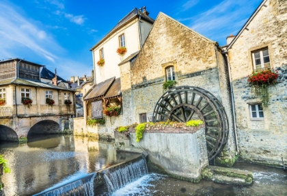 Picture of COLORFUL OLD BUILDINGS- AURE RIVER REFLECTION- BAYEUX- NORMANDY- FRANCE