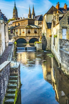 Picture of COLORFUL OLD BUILDINGS- AURE RIVER REFLECTION- BAYEUX- NORMANDY- FRANCE