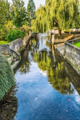 Picture of COLORFUL OLD BUILDINGS- PARK AURE RIVER REFLECTION- BAYEUX- NORMANDY- FRANCE