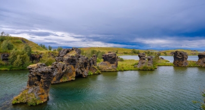 Picture of LAVA CHIMNEYS- ROCK FORMATIONS - HOFDI NATURE RESERVE. EUROPE- ICELAND