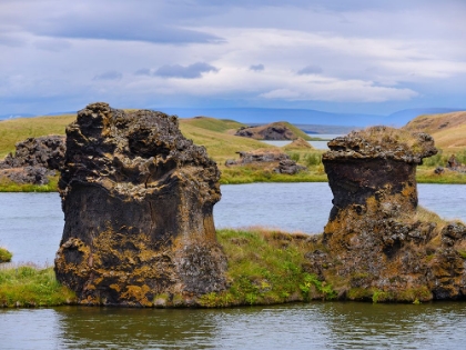Picture of LAVA CHIMNEYS- ROCK FORMATIONS - HOFDI NATURE RESERVE. EUROPE- ICELAND