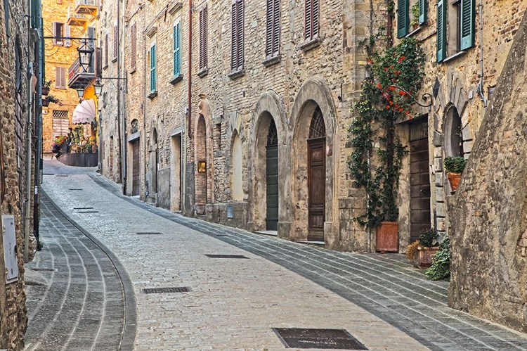 Picture of ITALY- UMBRIA. STREET LEADING UP TO THE MAIN SQUARE IN THE HISTORIC TOWN OF MONTONE.