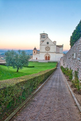Picture of ITALY- UMBRIA- ASSISI. WALKWAY LEADING TO THE BASILICA OF SAN FRANCESCO.