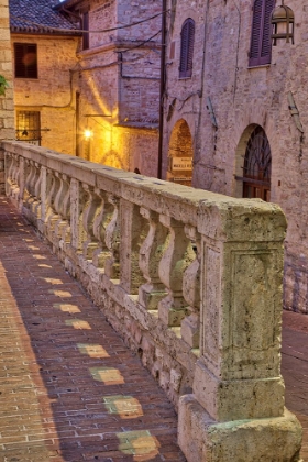 Picture of ITALY- UMBRIA- ASSISI. SHORT STONE WALL WITH COLUMNS NEAR THE CONVENTO CHIESA NUOVA.