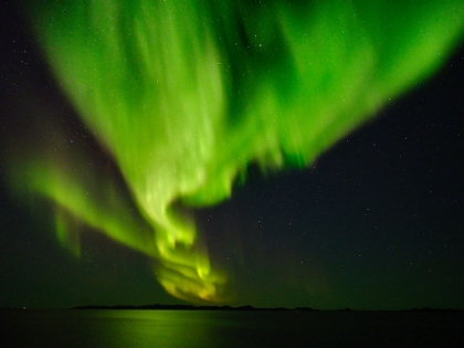 Picture of NORTHERN LIGHTS OVER THE FJORD NUUP KANGERLUA DANISH TERRITORY