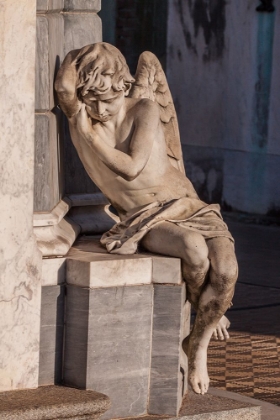 Picture of ARGENTINA- BUENOS AIRES. STATUE OF AN ANGEL AT THE ENTRANCE TO A TOMB IN RECOLETA CEMETERY.