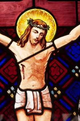 Picture of ARGENTINA- BUENOS AIRES. STAINED GLASS WINDOW DEPICTING JESUS CRUCIFIXION.