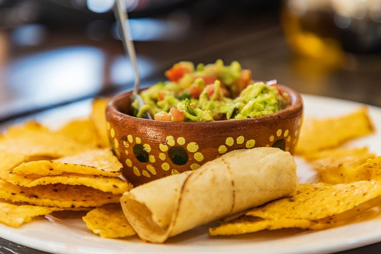 Picture of SAN IGNACIO- MULEGE- BAJA CALIFORNIA SUR- MEXICO. CHIPS AND GUACAMOLE IN A CAFE IN SAN IGNACIO.