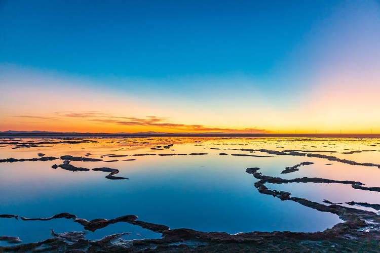 Picture of GUERRERO NEGRO- MULEGE- BAJA CALIFORNIA SUR- MEXICO. SALT PONDS AT SUNSET.