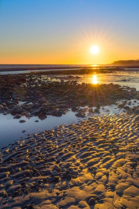 Picture of ALASKA- HOMER SPIT. A SUNSET LANDSCAPE OVER TIDE POOLS.