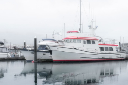 Picture of ALASKA- VALDEZ. TWO FISHING BOAT IN A FOGGY MARINA.