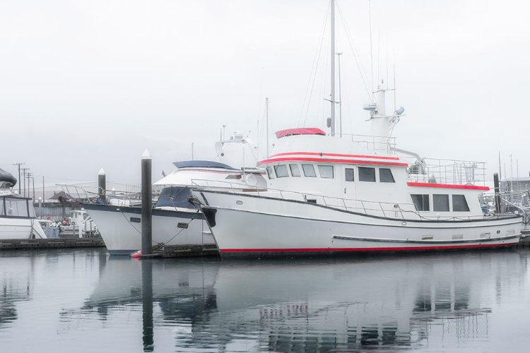Picture of ALASKA- VALDEZ. TWO FISHING BOAT IN A FOGGY MARINA.