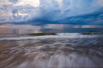 Picture of USA- GEORGIA- TYBEE ISLAND. SUNRISE WITH CLOUDS AND REFLECTIONS ALONG THE COAST.