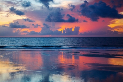 Picture of USA- GEORGIA- TYBEE ISLAND. SUNRISE WITH REFLECTIONS AND CLOUDS.