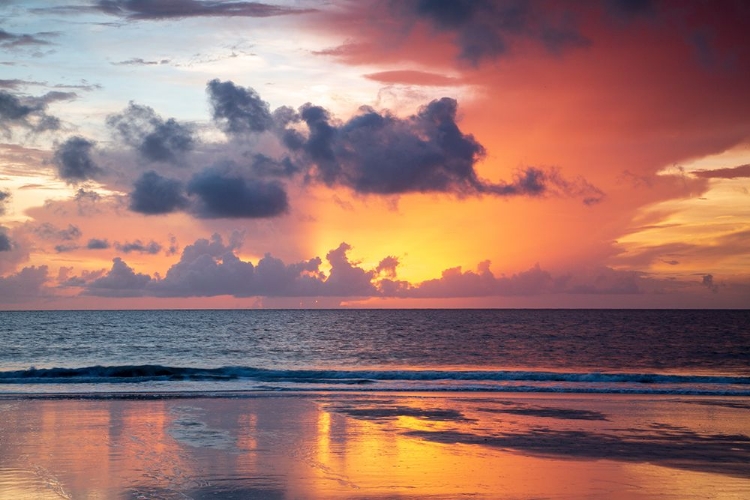 Picture of USA- GEORGIA- TYBEE ISLAND. SUNRISE WITH REFLECTIONS AND CLOUDS.