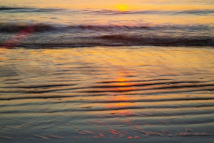 Picture of USA- GEORGIA- TYBEE ISLAND. SUNRISE WITH RIPPLES IN THE SAND