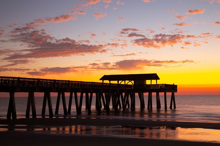 Picture of USA- GEORGIA. SILHOUETTE OF A PIER IN THE SUNRISE- NEAR SAVANNAH.