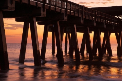 Picture of USA- GEORGIA. SILHOUETTE OF A PIER IN THE SUNRISE- NEAR SAVANNAH.