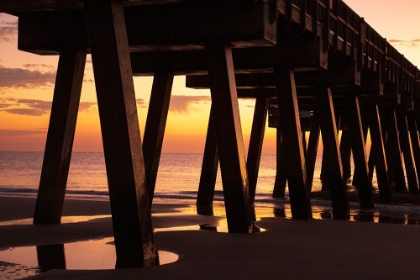 Picture of USA- GEORGIA- TYBEE ISLAND. PIER SILHOUETTED IN THE SUNRISE.