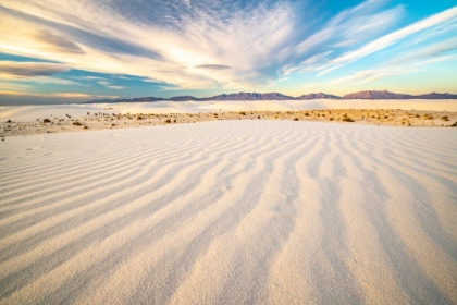 Picture of USA- NEW MEXICO- WHITE SANDS NATIONAL MONUMENT. WHITE SAND DUNES AND CLOUDS.