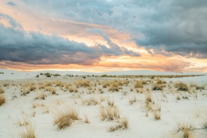 Picture of USA- NEW MEXICO- WHITE SANDS NATIONAL MONUMENT. CLOUDS OVER SAND DUNES.