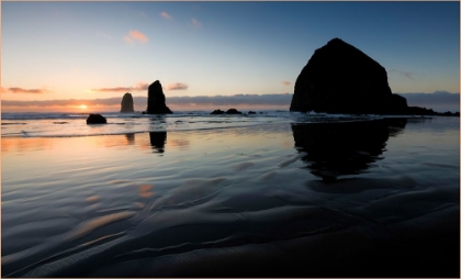 Picture of USA- OREGON. CANNON BEACH AND HAYSTACK ROCK AT SUNSET