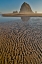 Picture of USA- OREGON. CANNON BEACH WITH HAYSTACK NEAR SUNSET AND LOW TIDE.