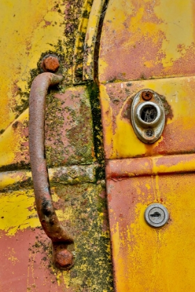 Picture of USA- OREGON- TILLAMOOK. CLOSE-UP OF OLD AND RUSTED TRUCK DOOR HANDLE