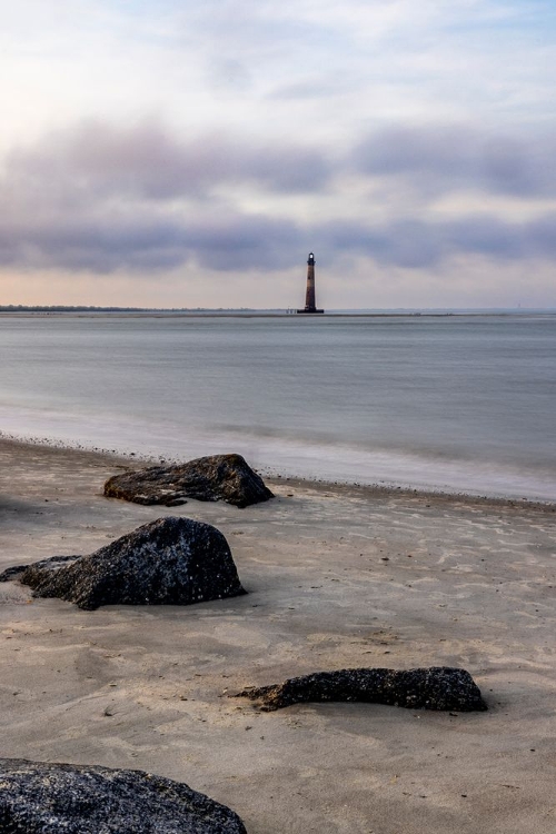 Picture of USA- SOUTH CAROLINA- CHARLESTON. FOLLY BEACH AND MORRIS ISLAND LIGHTHOUSE