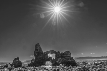 Picture of BLACK AND WHITE TURRET ARCH- WINDOWS SECTION- ARCHES NATIONAL PARK- MOAB- UTAH.