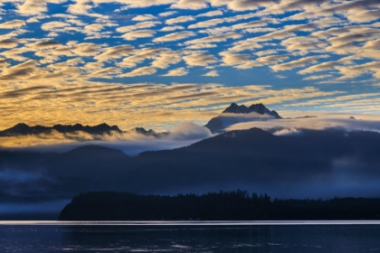 Picture of USA- WASHINGTON STATE- SEABECK. SUNSET OVER OLYMPIC MOUNTAINS AND HOOD CANAL.
